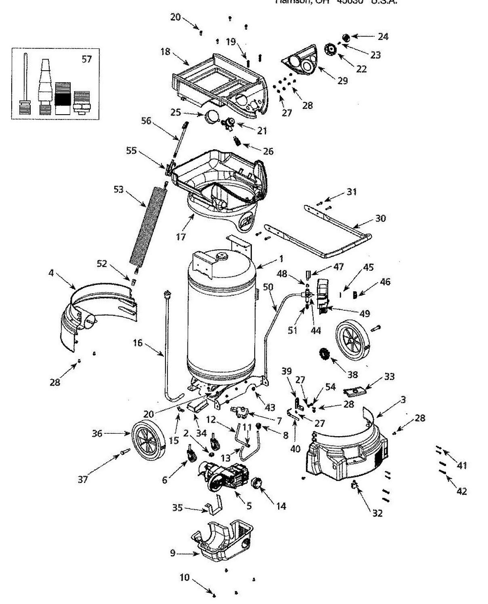 Wl670100av, 181326, Wl6700 Tank Parts Diagram and Parts List for 181326  Campbell Hausfeld Compressor